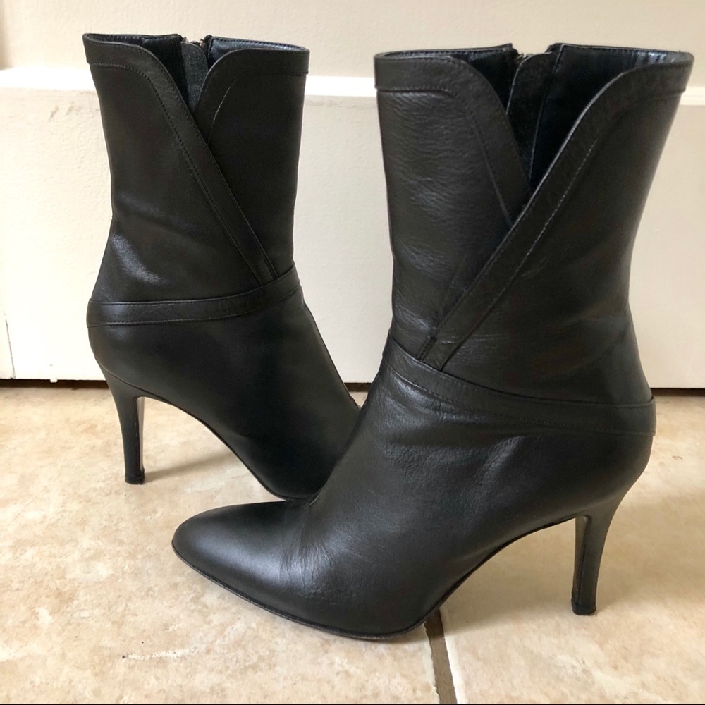 Fornarina Black Leather Heeled Boots